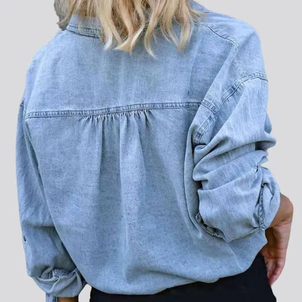 Shirt-like jean jacket
 for women