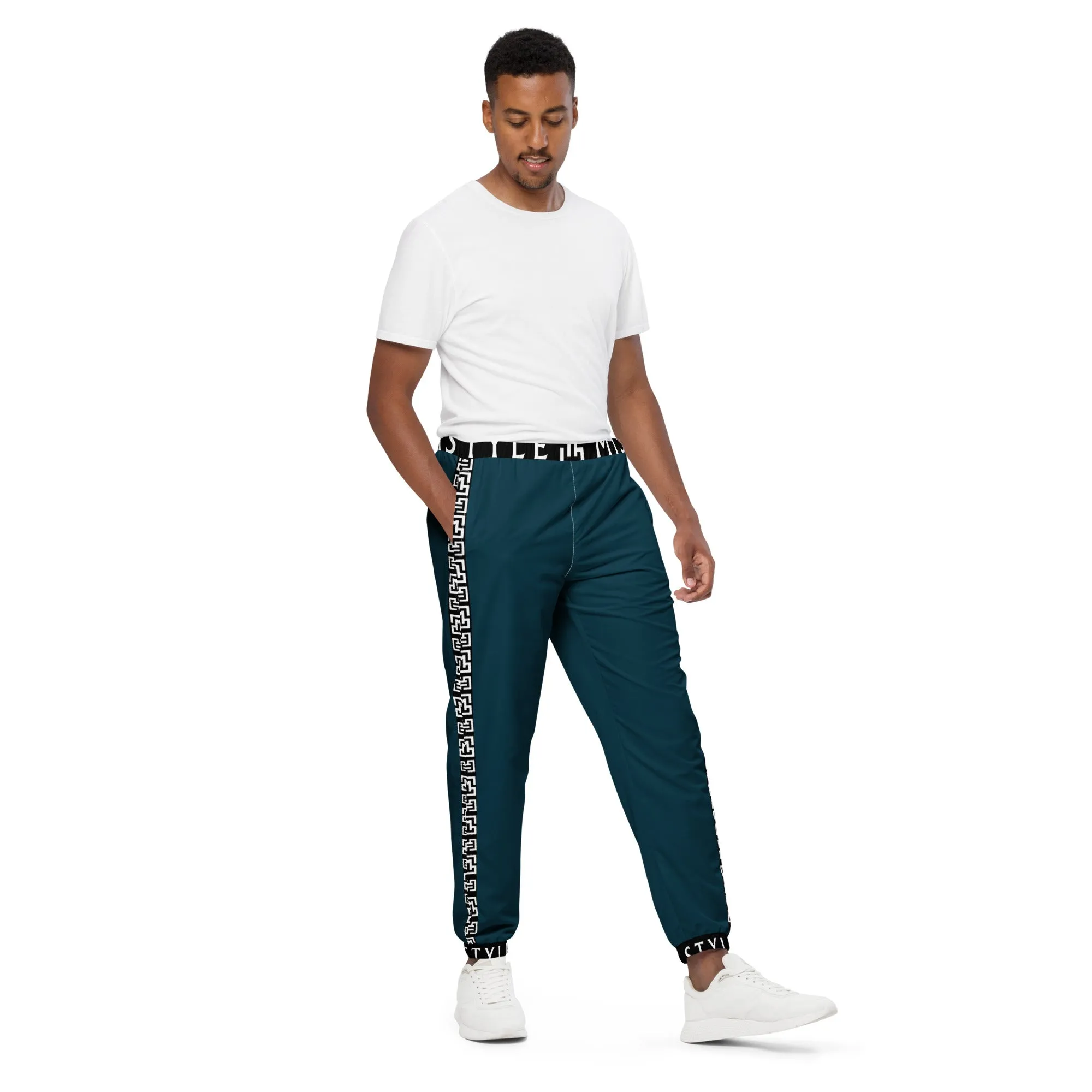 Side Solid Unisex  Blue Whale track pants