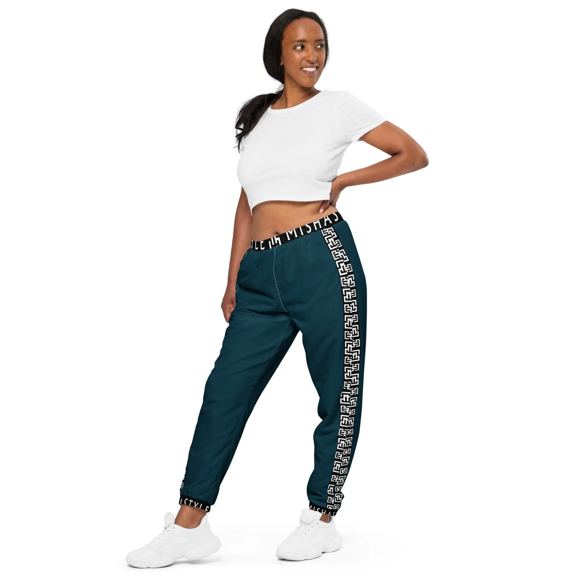 Side Solid Unisex  Blue Whale track pants