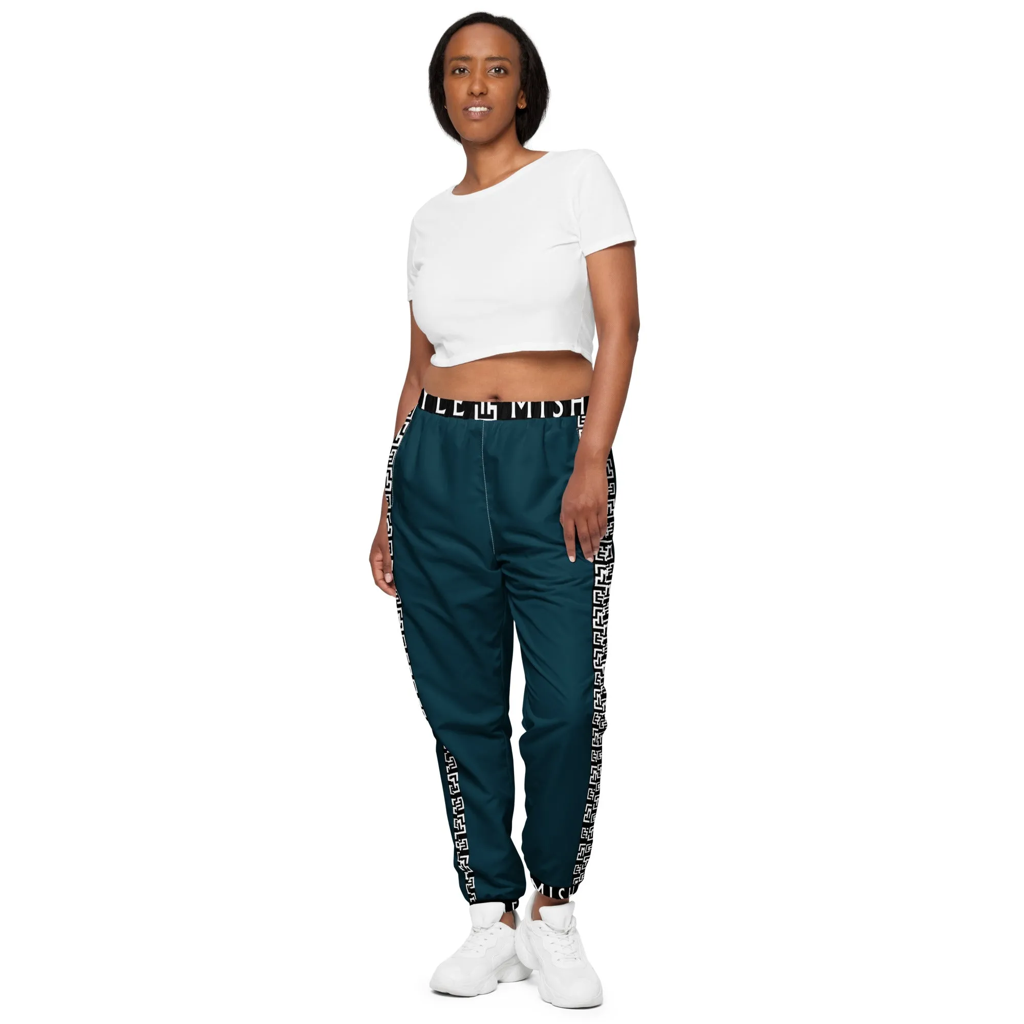 Side Solid Unisex  Blue Whale track pants