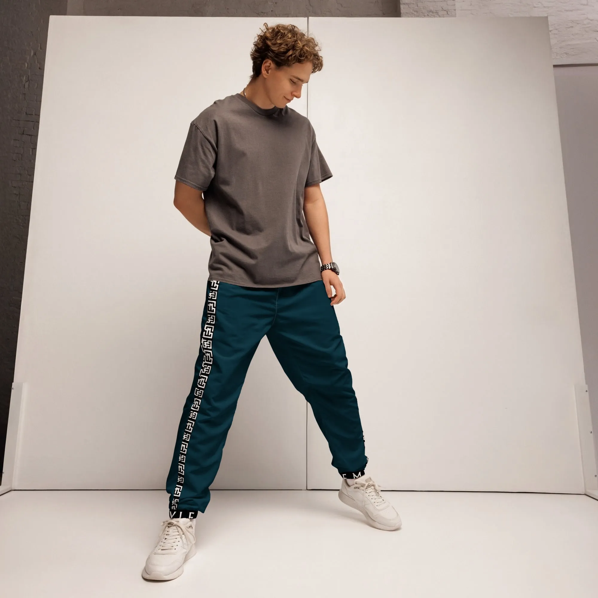 Side Solid Unisex  Blue Whale track pants