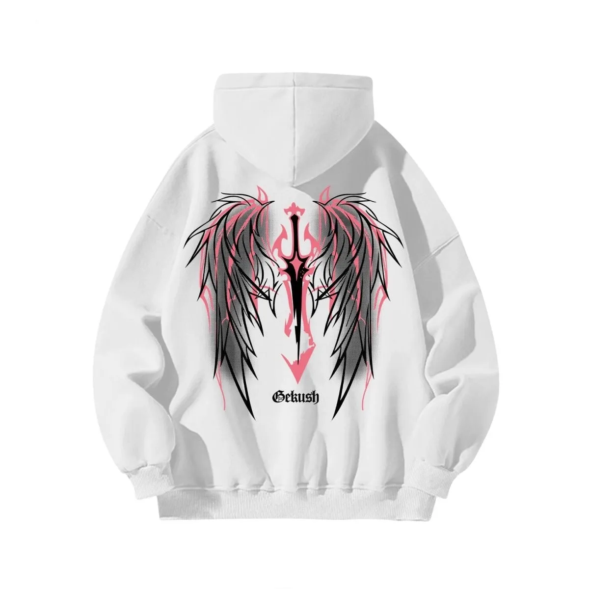 Street hiphop trendy wings printed pure cotton hoodie