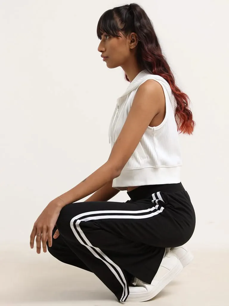 Studiofit Black Striped Cotton Track Pants