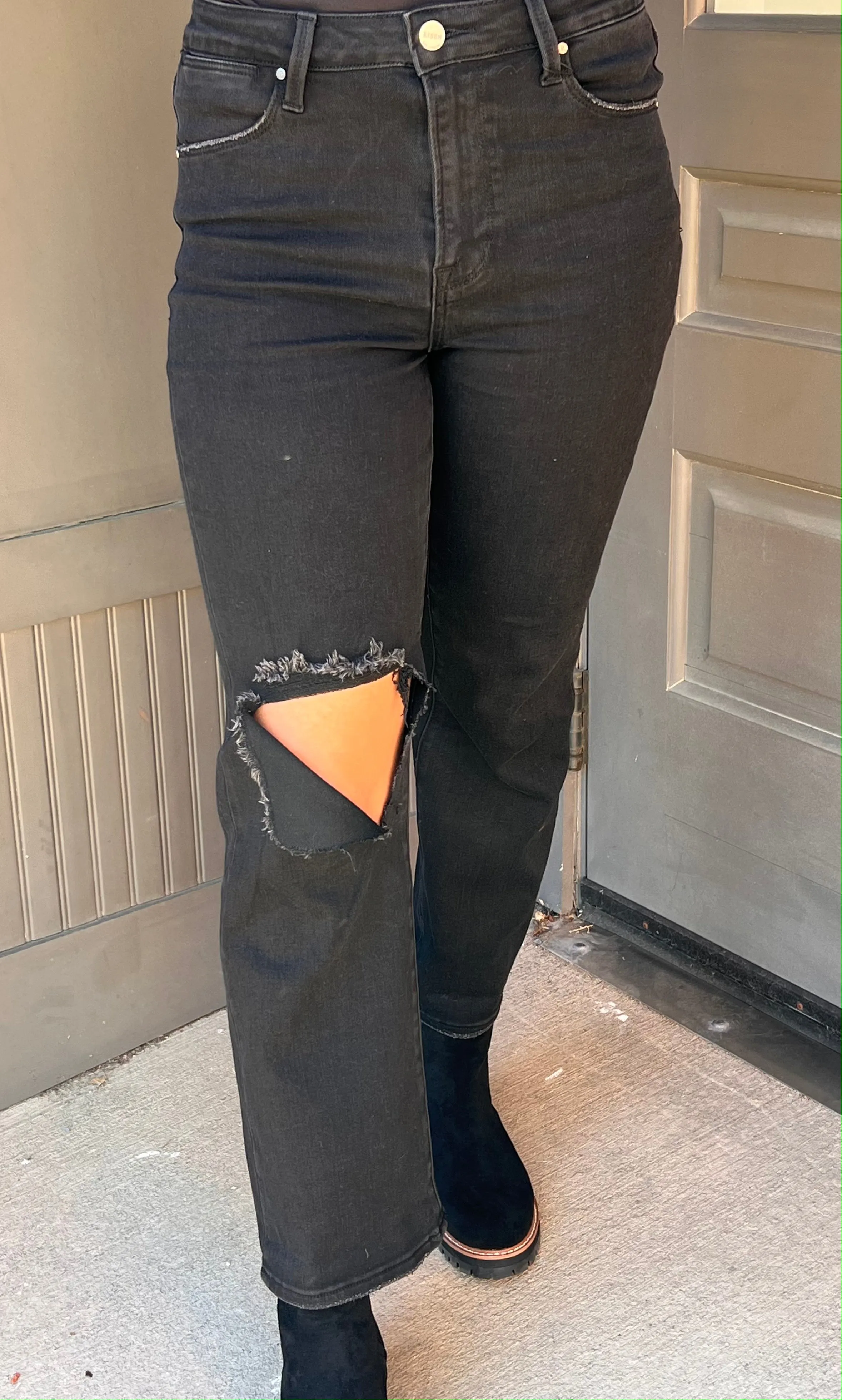 The Risen Black Distressed Denim Jeans