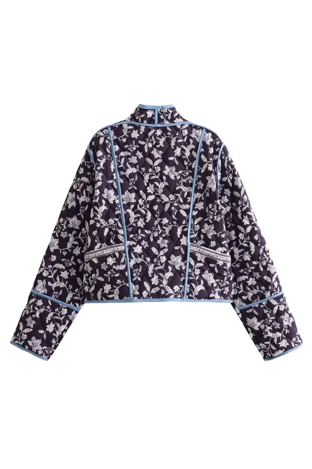 'Valerie' Floral Open-Front Quilted Reversible Jacket