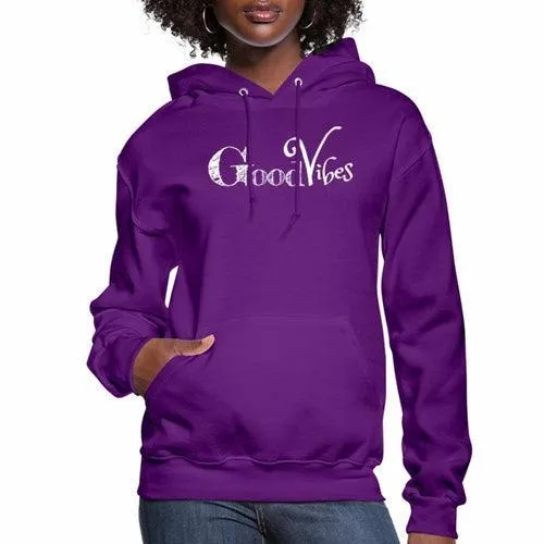 Womens Hoodie - Pullover Sweatshirt - Graphic/good Vibes