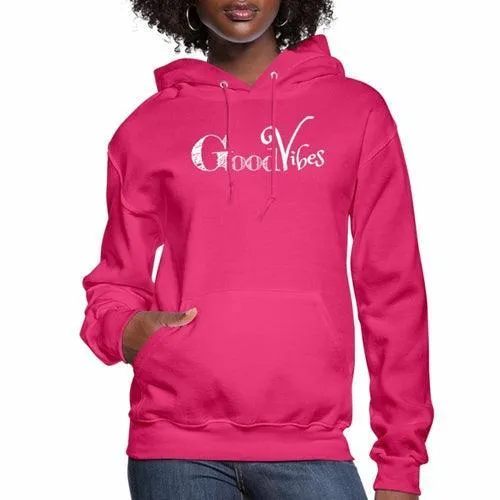 Womens Hoodie - Pullover Sweatshirt - Graphic/good Vibes