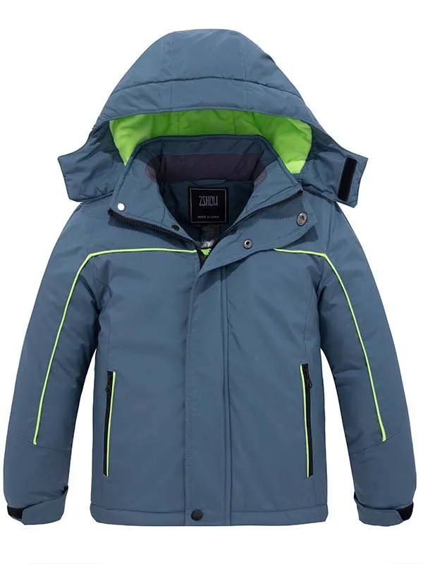 ZSHOW Boy's Waterproof Ski Jacket Fleece Winter Outdoor Snow Coat Hooded Raincoats