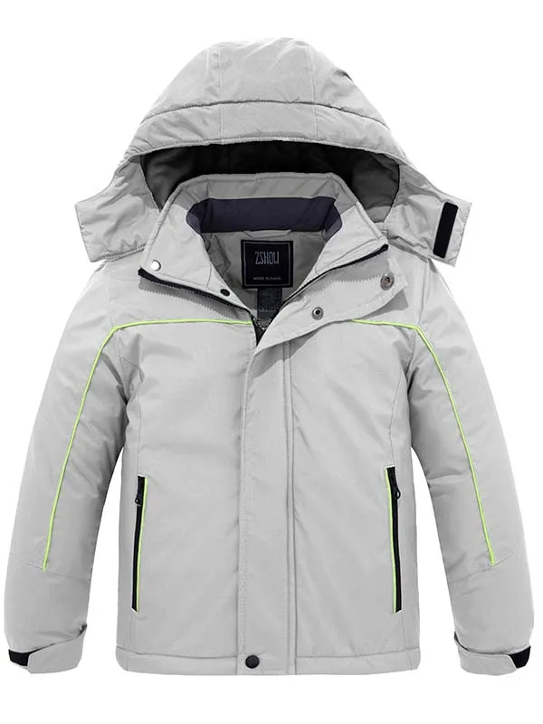 ZSHOW Boy's Waterproof Ski Jacket Fleece Winter Outdoor Snow Coat Hooded Raincoats